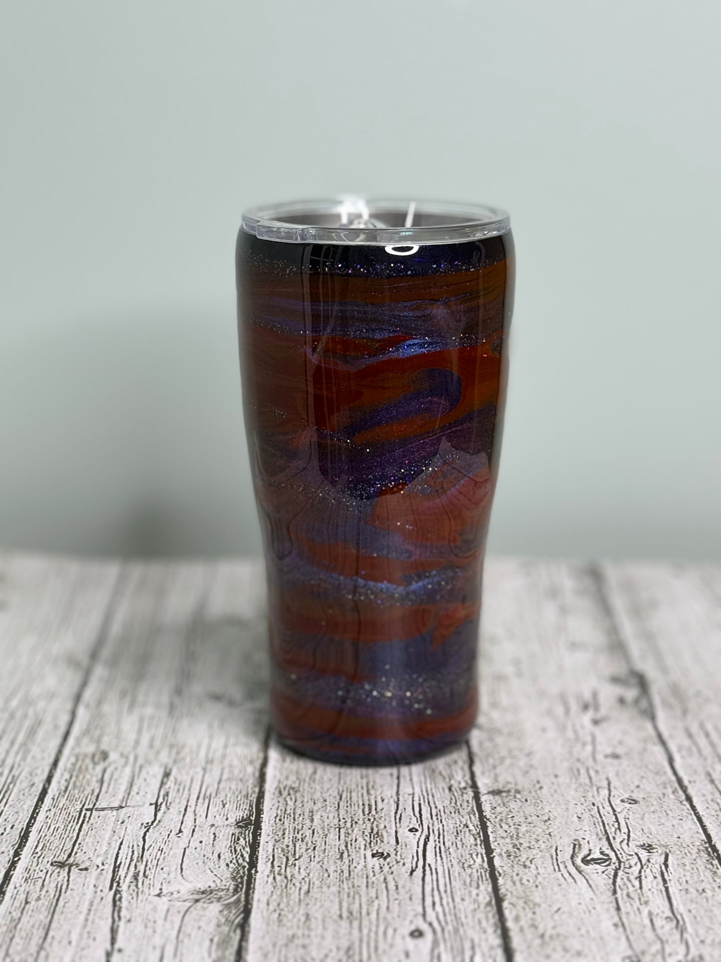 20oz Burgandy & Orange Ink Swirl